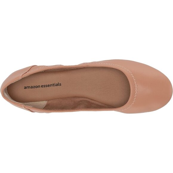 Womens Camel Closed Rounded Toe Slip On Low Wedge Heel Belice Ballet Flat Shoes - Picture 9 of 9